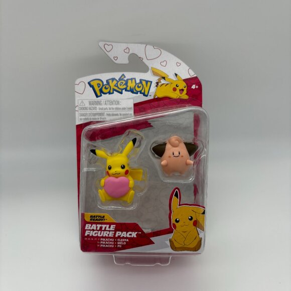 Pokemon PIKACHU & CLEFFA Valentine's Day Battle Figure Pack NEW - Picture 1 of 2